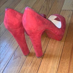 Red suede Christian Louboutin chunky platforms